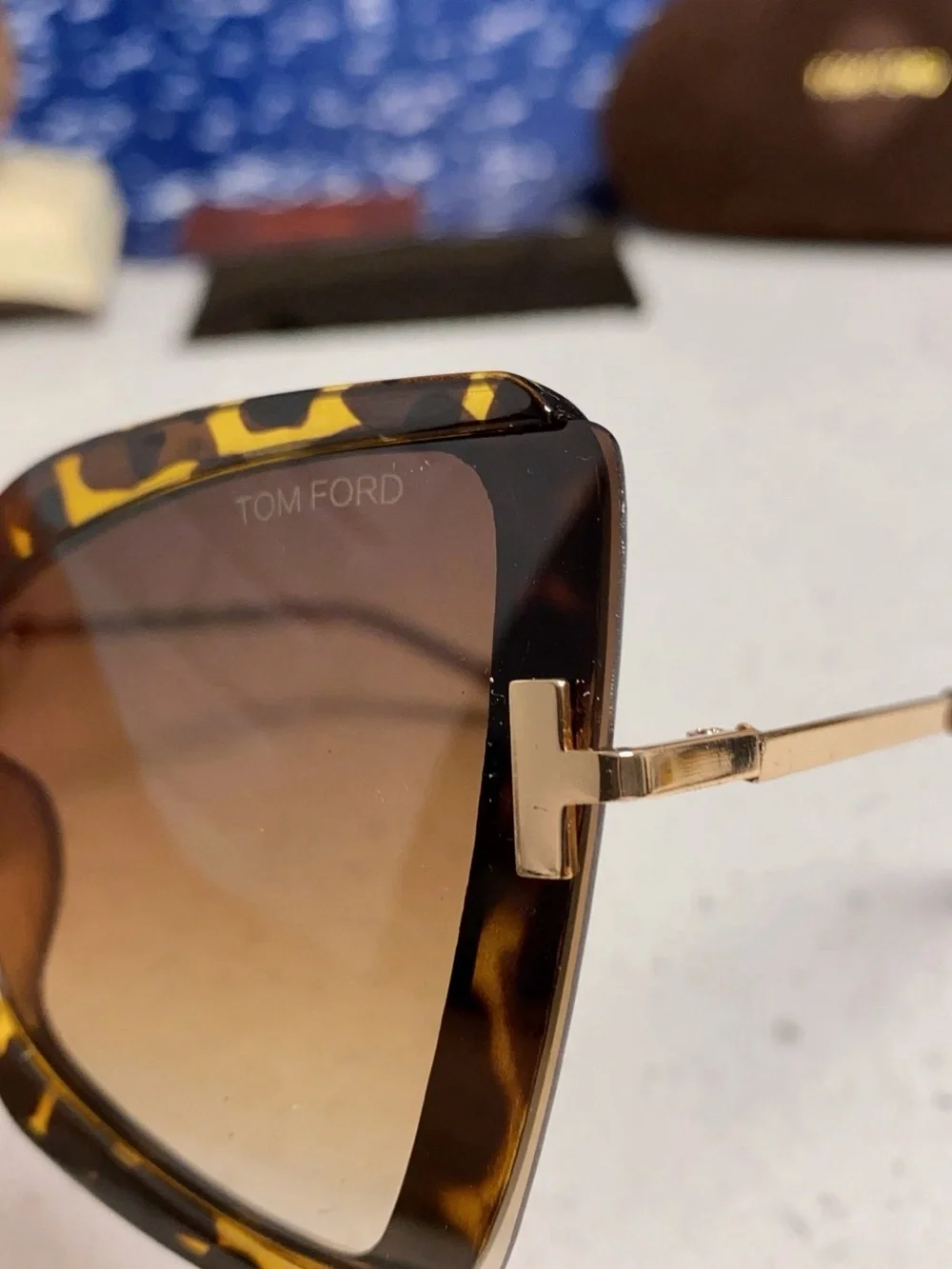 Tom Ford Tortoiseshell Square Women's Sunglasses with Brown Gradient Lenses